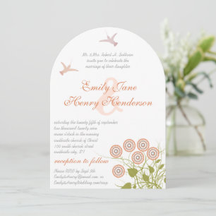 Invitación Coral Green Floral Hummingbird Amo Boda de Aves