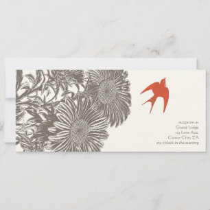 Invitación Coral Heirloom Floral Vintage Bird Boda