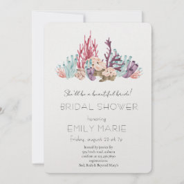 Invitación Coral Kisses & Ocean Wishes Bridal Shower