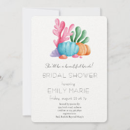 Invitación Coral Kisses & Ocean Wishes Bridal Shower