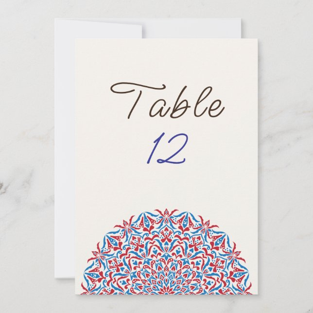 Invitación Coral Marble Stone Mandala Wedding Table Number (Anverso)