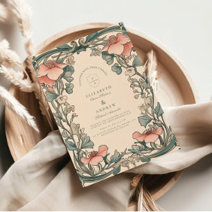 Invitación Coral Marco de Flor Silvestre boda
