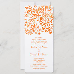 Invitación Coral Naranja Love Birds Boda