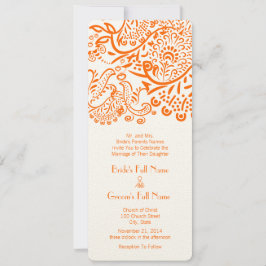 Invitación Coral Naranja Love Birds Boda