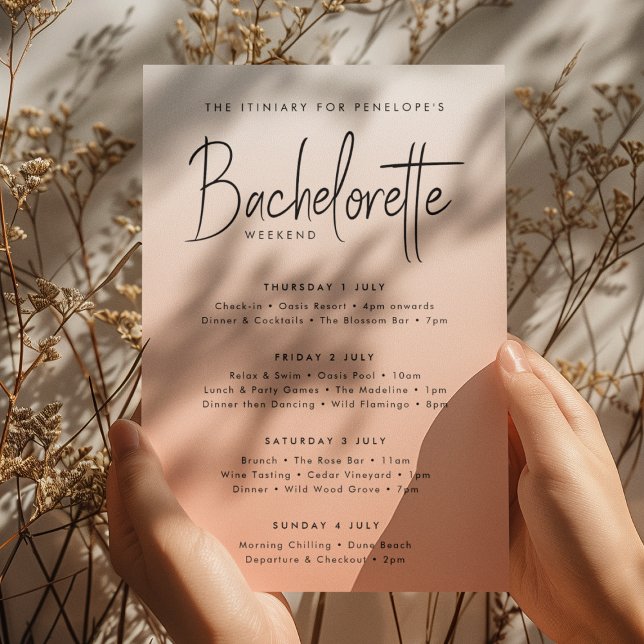 Invitación Coral Ombre | Bachelorette Weekend Itiniary (Subido por el creador)