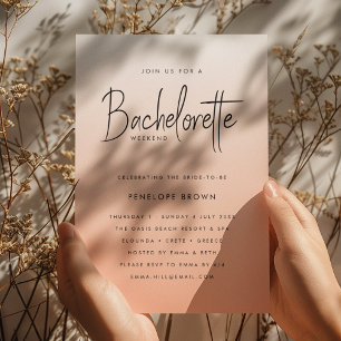 Invitación Coral Ombre Bachelorette Weekend Peach