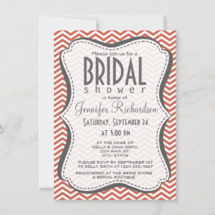 Invitación Coral oscuro Chevron