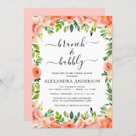 Invitación Coral Peach Brunch & Bubbly Bridal Shower
