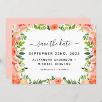 Coral Peach Floral Greeneration Save the Date