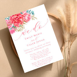 Invitación Coral Pink Gold Floral Intimate Courthouse Boda
