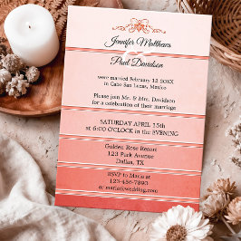 Invitación Coral Pink Ton sur Ton Striped Post Boda