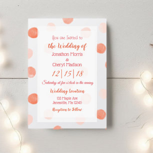 Invitación Coral Polka Dots Boda