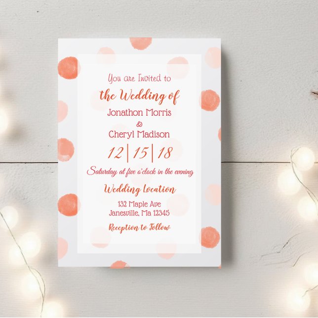 Invitación Coral Polka Dots Boda (Subido por el creador)