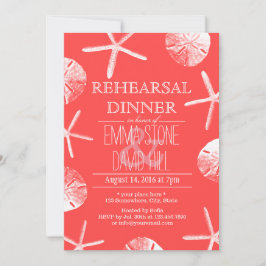 Invitación Coral Red Beach Temática Boda Ensayo Cena