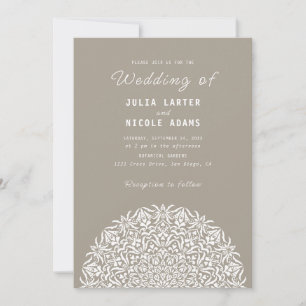 Invitación Coral Rojo y Azul Mandala de Piedra de Mármol Boda