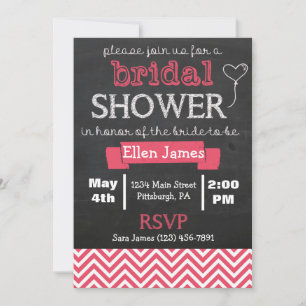 Invitación Coral rosa de la ducha de novia Chevron