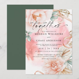 Invitación Coral Rosa Watercolor Bouquet