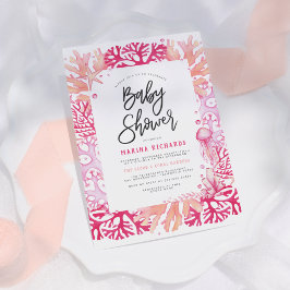 Invitación Coral rosa y medusa Chica Náutico Baby Shower