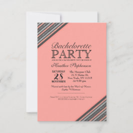 Invitación Coral Rosa y Rayas Purpurinas