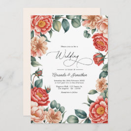 Invitación Coral Rose, Apricot Blush, and Soft Mint Wedding