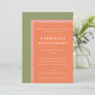 Invitación Coral Sage Green Green Modern Geometric Bridal Sho