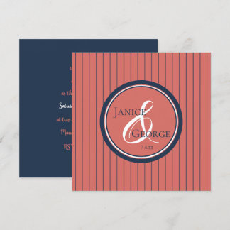Invitación Coral Salmon y Boda de franjas de la Marina