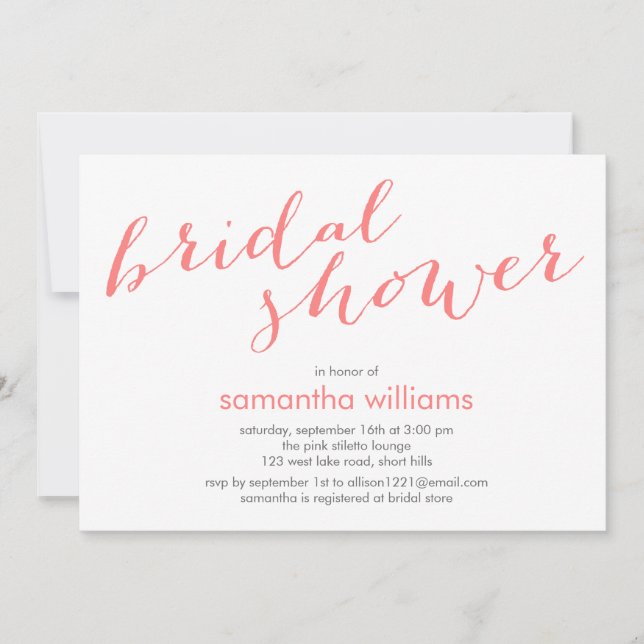Invitación Coral Stripes Bridal Shower (Anverso)