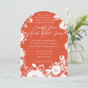 Invitación Coral Terracotta Boda Floral