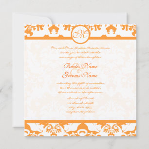 Invitación Coral Terracotta Naranja Damask Swirls Boda