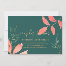 Invitación Coral Turquesa Bodas PAREJA CHAMPÁN Letra a mano