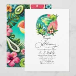Invitación Coral, Turquesa y Margaritas de Lima & Matrimonio