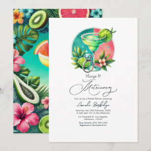 Invitación Coral, Turquesa y Margaritas de Lima & Matrimonio 