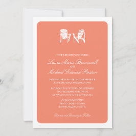 Invitación Coral Two Adirondack Beach Chairs Boda
