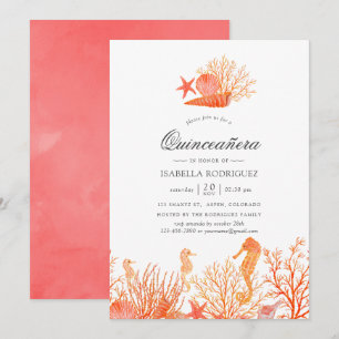 Invitación Coral vivo bajo el mar Quinceañera