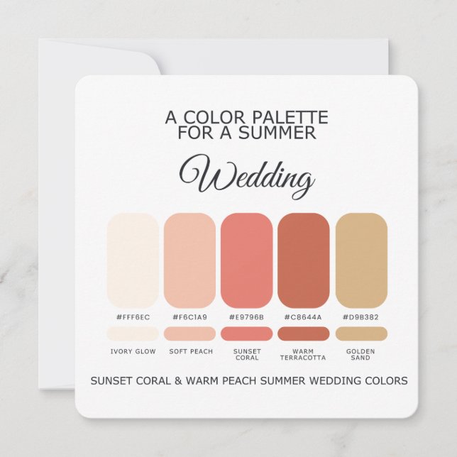 Invitación Coral Warm Peach Summer Wedding Palette 2026 Card (Anverso)