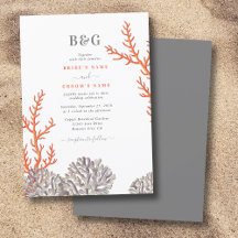Coral Watercolor Beach Boda moderno