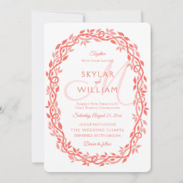 Invitación Coral Woodsy Boda Moda de guirnalda de coral vivo