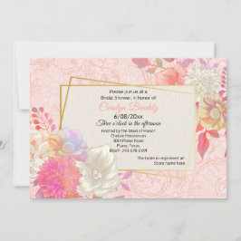 Invitación Coral y Flory Floral Bridal Shower
