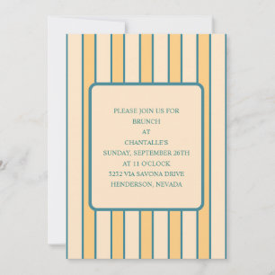 Invitación Coral y Raya Verde Retro Moderno
