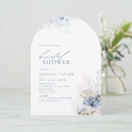 Invitación Corales azules y conchas de mar temática playa Duc