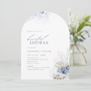 Invitación Corales azules y conchas de mar temática playa Duc