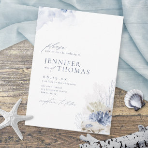 Invitación Corales de color azul y marejadas en la playa