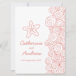 Invitación coralina del boda de playa del remolino