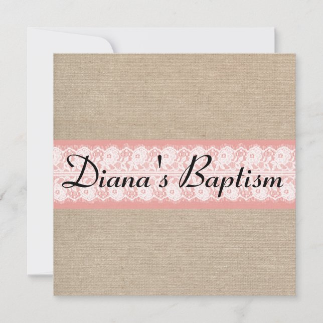 Invitación coralina elegante del bautismo del (Anverso)