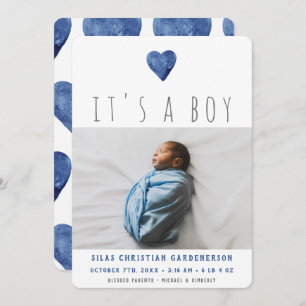 Invitación Corazales Azules de color de agua