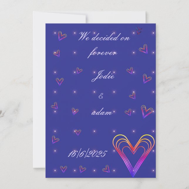 Invitación corazón adorable y colorido (Anverso)