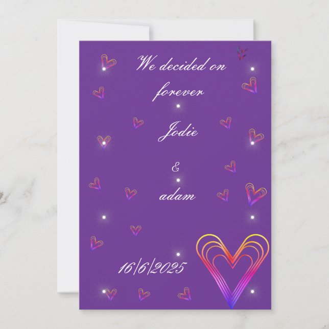 Invitación corazón adorable y colorido (Anverso)