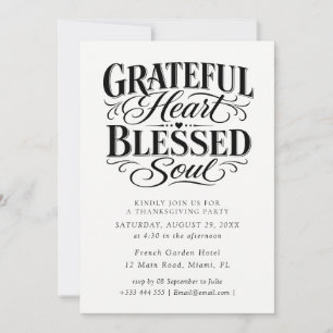 Invitación Corazón Agradecido Alma Bendita Acción de Gracias