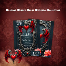 Corazón Alado Carmesí Romance Gótico Elegante .