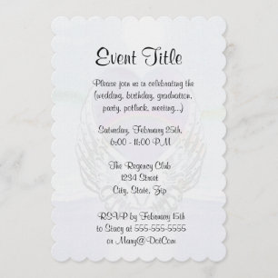 Invitación Corazón, alas de ángel y océano